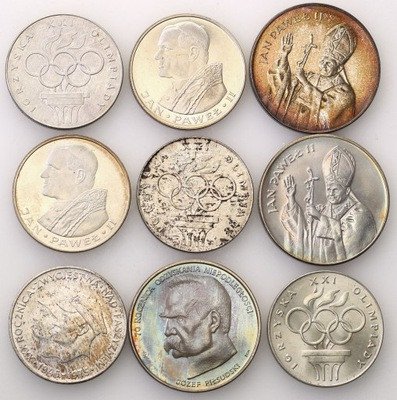 PRL monety obiegowe srebro lot 9 sztuk