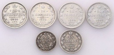 Rosja kopiejki 1860-65 Aleksander II 6 szt. st.3/2