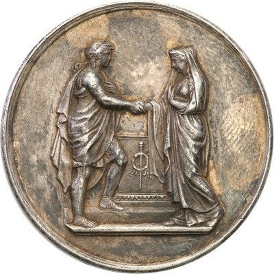 Francja medal zaślubinowy I poł XIXw. SREBRO st.2-