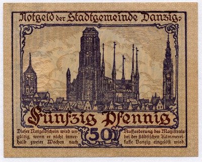 Banknot WM Gdańsk Danzig 10 Fenigów 1919 st.1-