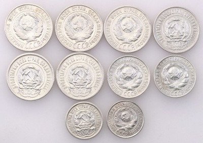 Rosja kopiejki 1922-28 SREBRO lot 10 szt. st.1-/2