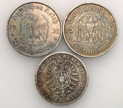 Niemcy monety SREBRO lot 3 sztuk st.3