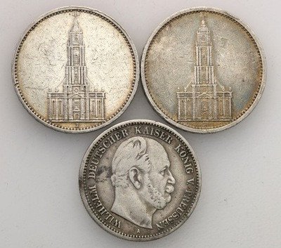 Niemcy monety SREBRO lot 3 sztuk st.3