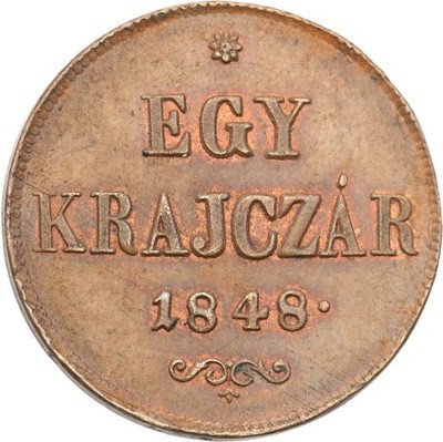 Węgry 1 krajcar 1848 Wiosna Ludów s.1-
