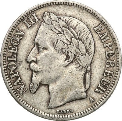 Francja 5 franków 1867 A st.3+