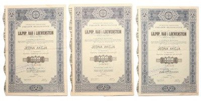 II RP akcje Lilpop Warszawa lot 3 sztuk