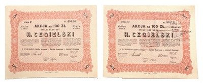 II RP akcje H. Cegielski Poznań lot 2 sztuk