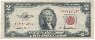 Banknot USA 2 dolary 1953 A red seal st.3