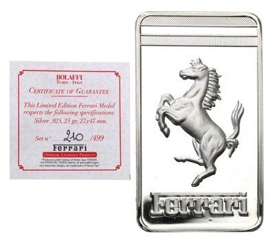Włochy sztabka Ag kolekcjonerska Ferrari st.L