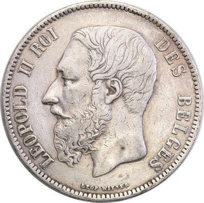 Belgia 5 franków 1868 st.3+