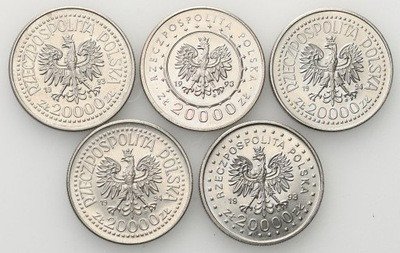 20 000 zł 1993/4 miedzionikiel 5 szt. różne st.1