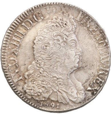 Francja 1 ecu 1691 D Ludwik XIV st.3