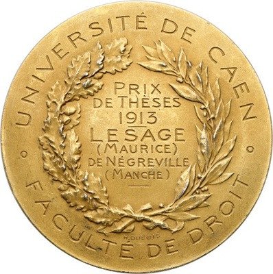 Francja medal Wydział Prawa Uni Caen 1913 Ag st.2