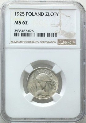 II RP 1 złoty 1925 Londyn NGC MS62