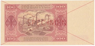 Banknot WZÓR 100 złotych 1948 seria AG RZADKOŚĆ R6