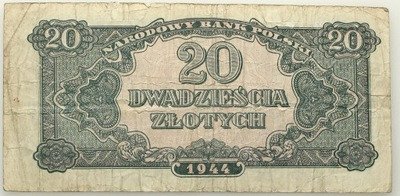 Polska banknot 20 złotych 1944 st. 3-