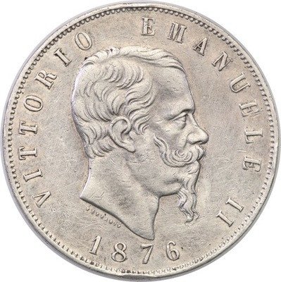 Włochy 5 Lirów 1876 R Rzym st.3/3+
