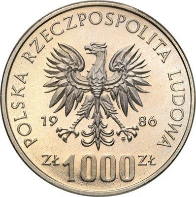 PRÓBA Nikiel 1000 złotych 1986 Pomoc Szkole st.L