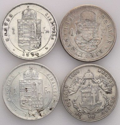 Węgry 1 forint srebro zestaw 4 szt. st.3
