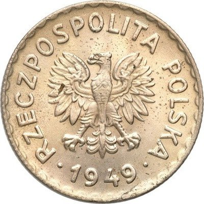 PRL. PRÓBA miedzionikiel 1 złoty 1949 st.1