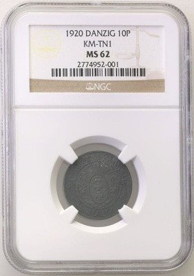 WMG/Danzig 10 fenigów 1920 cynk mała cyfra NGCMS62
