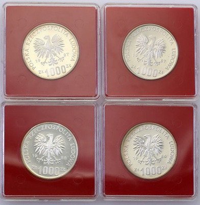 PRÓBA srebro 1000 złotych 1986-1988 lot 4 szt.