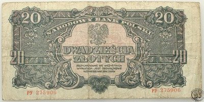 Polska banknot 20 złotych 1944 st. 3-