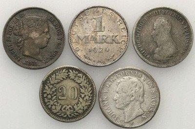 Europa monety srebrne zestaw 5 szt. st.3
