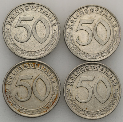 Niemcy III Rzesza 50 fenigów nikiel 4 szt. st.2/3