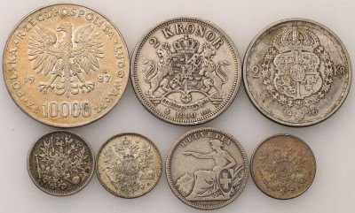 Europa monety srebrne lot 7 sztuk st.3
