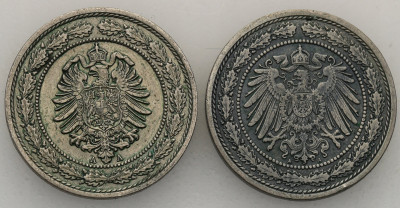 Niemcy Kaiserreich 20 fenigów CuNi 2 szt. st.3/3+