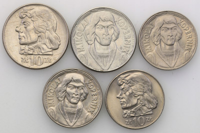 10 zł 1965-69 Kopernik + Kościuszko 5 szt. st.1/1-