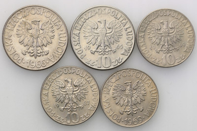 10 zł 1965-69 Kopernik + Kościuszko 5 szt. st.1/1-