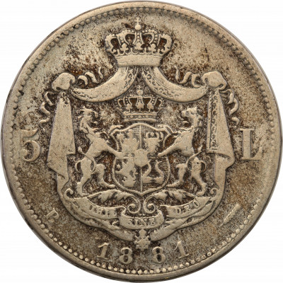 Rumunia 5 lei 1881 napis na obrzeżu st.3
