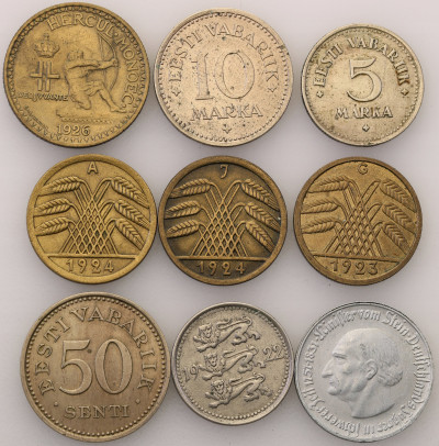 Europa monety różne lot 9 sztuk st.3