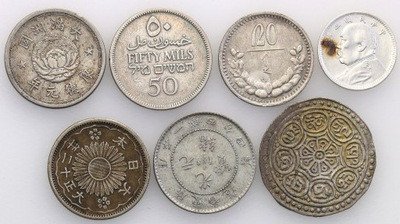 Egzotyka monety srebrne zestaw 7 szt st.3