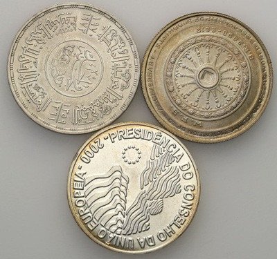 Świat, monety srebrne zestaw 3 szt. st.1