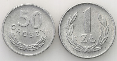 50 groszy +1 złoty 1949 Al lot 2 szt. st.1-