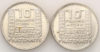 Francja 10 Franków 1923 + 1931 lot 2 szt. st.1-