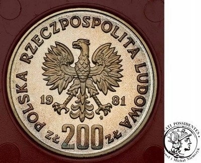 PRÓBA Ag 200 złotych 1981 B. Śmiały półp. st.L
