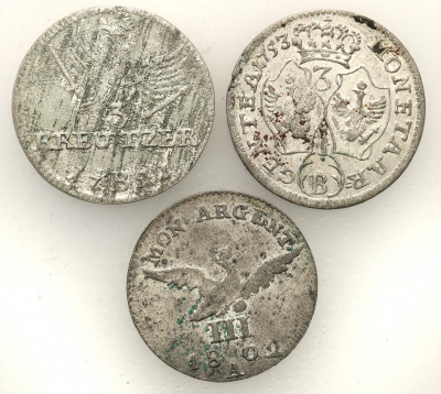Niemcy Prusy drobne monety srebrne 3 szt. st.3/3+