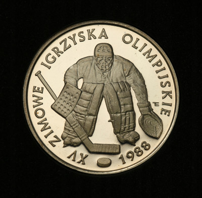 PRL 500 złotych 1987 Calgary hokej st.L