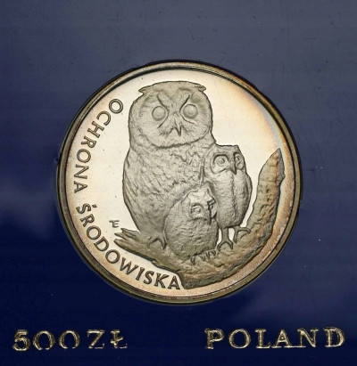 500 złotych 1986 Sowa z młodymi st.L-