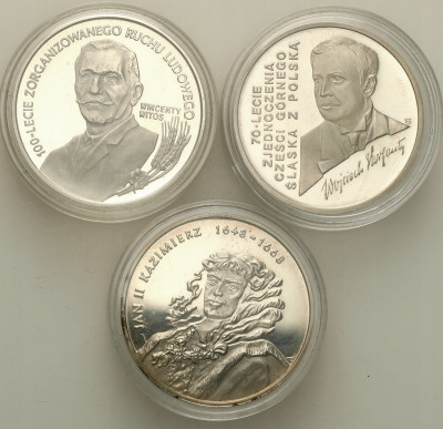 III RP zestaw 3 monet srebrnych - różne st.L/L-