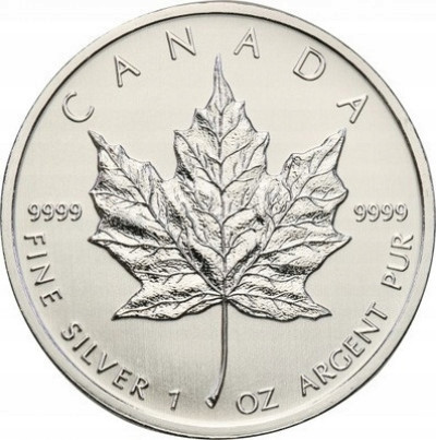 Kanada 5 dolarów listek SREBRO 1 uncja