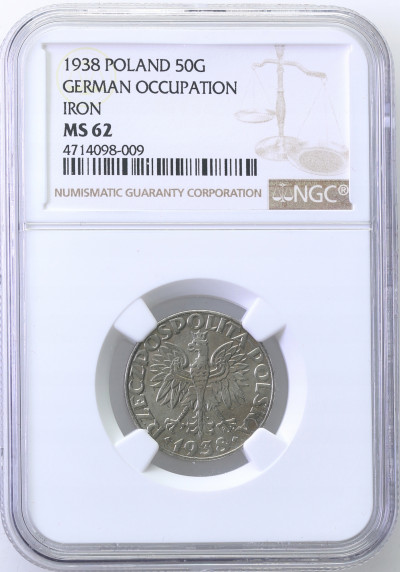 Gen. Gub. 50 groszy 1938 NIENIKLOWANE NGC MS62