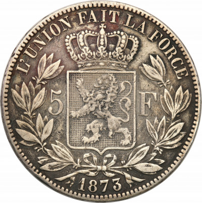Belgia 5 franków 1873 st.3+