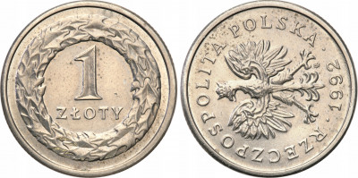 III RP 1 złoty 1992 skrętka 1200 st.1-