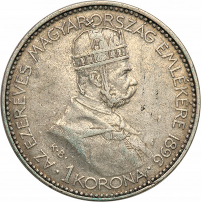 Węgry 1 Korona 1896 Jubileusz st.3+