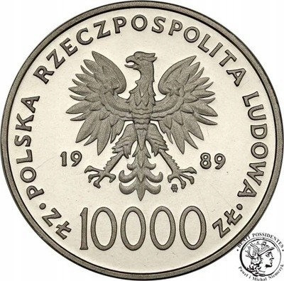10 000 złotych 1989 Jan Paweł II Kratka st.L